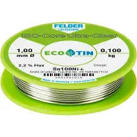 FELDER ISO-Core Ultra-Clear Sn100Ni+ Soldeertin, loodvrij Spoel Sn99,25Cu0,7Ni0,05 0.100 kg 1 mm