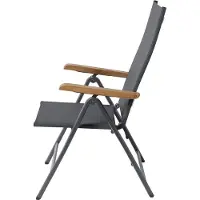 Brulo - Aluminium tuinstoel - ligstoel - strandstoel opvouwbaar - ligstoel- teak Grijs