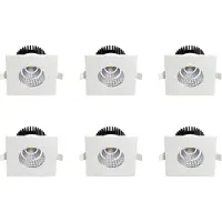 BES LED LED Spot 6 Pack - Inbouwspot - Vierkant 6W - Waterdicht IP65 - Natuurlijk Wit 4200K - Mat Wit Aluminium - 90mm