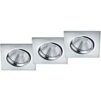 BES LED LED Spot 3 Pack - Inbouwspot - Trion Paniro - Vierkant 5W - Dimbaar - Warm Wit 3000K - Mat Chroom - Aluminium - 80mm
