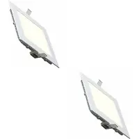 BES LED LED Downlight Slim 2 Pack - Inbouw Vierkant 6W - Natuurlijk Wit 4200K - Mat Wit Aluminium - 113.5mm
