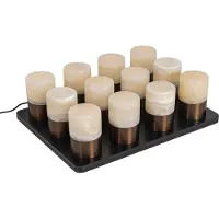 QAZQA Set van 12 tafellampen donkerbrons RGBW oplaadbaar incl. laadstation IP54 - Alessia