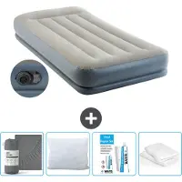Intex Luchtbed - 1-Persoons - 99 x 191x 30 cm - Grijs - Inclusief pomp - Hoeslaken - Kussen - Kussenbeschermer en Reparatieset