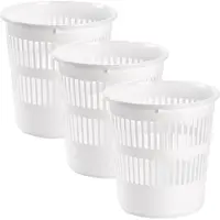 PlasticForte Afvalemmer - 3x stuks - 10 liter - 28 cm - kunststof - wit - prullenmand