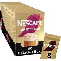 Nescafe Amaretto Latte oploskoffie - 6 doosjes x 8 zakjes