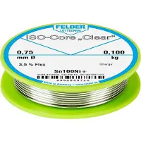 FELDER ISO-Core Clear Sn100Ni+ Soldeertin Spoel Sn99,25Cu0,7Ni0,05 0.100 kg 0.75 mm