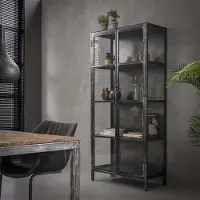 Dimehouse Industriële vintage glazen wandkast Elias