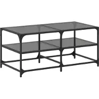 vidaXL Salontafel met zwart glazen blad 98,5x50x45 cm staal