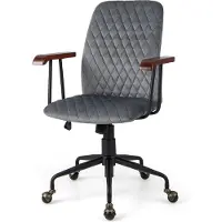 Vintage Costway Fluwelen Vintage Bureaustoel Met Kantelbare Rugleuning