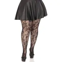 Leg avenue - Seamless Floral Lace Net panty - Zwart