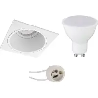 BES LED LED Spot Set - Pragmi Minko Pro - GU10 Fitting - Inbouw Vierkant - Mat Wit - 4W - Warm Wit 3000K - Verdiept - 90mm