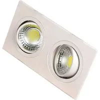 BES LED LED Spot - Inbouwspot Dubbel - Rechthoek 10W - Helder/Koud Wit 6400K - Mat Wit Aluminium - Kantelbaar 175x93mm