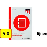 Quantore 5 x Cursusblok - A4 - lijn met kantlijn - 100vel - 80gr
