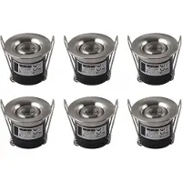 BES LED LED Veranda Spot Verlichting 6 Pack - Inbouw Rond 1W - Natuurlijk Wit 4200K - Mat Chroom Aluminium - Ø41mm