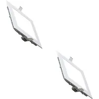 BES LED LED Downlight Slim 2 Pack - Inbouw Vierkant 15W - Helder/Koud Wit 6400K - Mat Wit Aluminium - 195mm