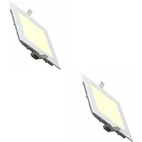 BES LED LED Downlight Slim 2 Pack - Inbouw Vierkant 9W - Warm Wit 2700K - Mat Wit Aluminium - 146mm