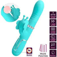 Pretty Love - MULTIFUNCTION RABBIT VIBRATOR 4 IN 1 BUTTERFLY AQUA GREEN | VIBRATOR | VIBRATOR VOOR VROUW | SEKSSPEELTJES VOOR VROUW