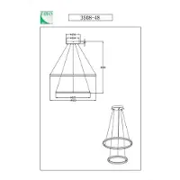 FABAS LUCE GIOTTO LED-pendelarmatuur, 65W, zwart, modelnummer 3508-48-101,