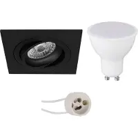 BES LED LED Spot Set - Pragmi Borny Pro - GU10 Fitting - Inbouw Vierkant - Mat Zwart - 4W - Warm Wit 3000K - Kantelbaar - 92mm