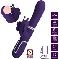 Pretty Love - MULTIFUNCTION RABBIT VIBRATOR 4 IN 1 BUTTERFLY PURPLE | VIBRATOR | VIBRATOR VOOR VROUW | SEKSSPEELTJES VOOR VROUW