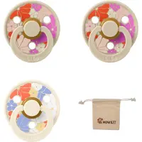 BIBS studio fopspenen maat 1 (0-6 maanden) Set 3 fopspenen + speenzakje - 1x Flower child ivory , 2x Flower child vanilla