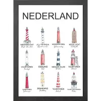 Joyin VUURTORENS NEDERLAND A2 POSTER IN LIJST -