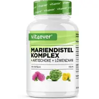 Vit4ever Mariadistel artisjok paardenbloem complex - 365 capsules (6 maandvoorraad) - hoge dosering met 80% silymarine & 2,5% cynarine - laboratoriumgetest - veganistisch -