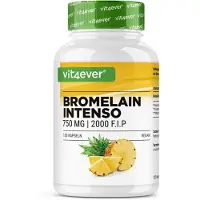 Vit4ever Bromelaïne Intenso - 750 mg (1800 F.I.P) - 120 maagsapresistente capsules (DRcaps) - Natuurlijk spijsverteringsenzym uit ananas-extract - laboratorium getest - veganistisch - hoge dosering -