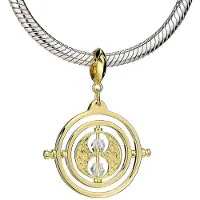 The Carat Shop Official Harry Potter Gold Plated Time Turner Slider Charm with Crystal Elements
