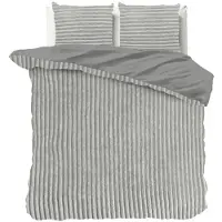 Sleeptime Dekbedovertrek Rib Teddy Grijs - 200 x 200/220 cm