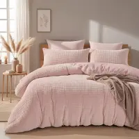 Sleeptime Teddy dekbedovertrek Check - Onderkant microvezel - roze - 200x220