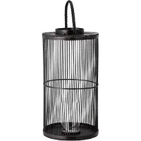 Bloomingville Effie Lantaarn met/Glas, Zwart, Bamboe
