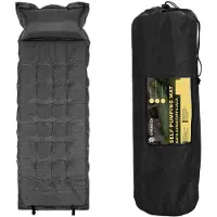 Springos Slaapmat -188 cm - Zelfopblazend - Inclusief Hoes & Hoofdkussen - Antraciet