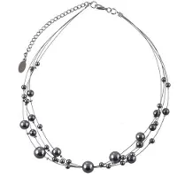 Behave Ketting - Parelketting - Necklace - Dames - Halsketting - 40 cm (+8 cm verlengketting) - Grijs