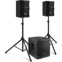 Power Dynamics PDY210 complete geluidsinstallatie - 2.1 actieve speakerset - 15 inch - 1700W - met statieven