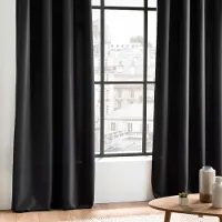 Wicotex - Gordijnen - Kant en klaar - Met ringen - 140x280cm - Zwart - 2stuks