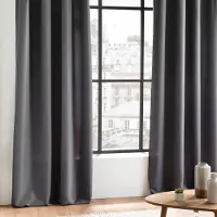 Wicotex - Gordijnen - Kant en klaar - Met ringen - 140x280cm - Grijs - 2stuks