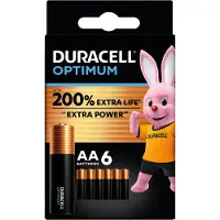 Duracell Pack de 6 piles Optimum AA 1,5 V LR06 Noir