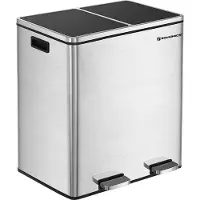 Acaza Vuilnisbak voor de Keuken - Afvalbak met 2 Compartimenten - Luchtdichte Vuilnisemmer 2x30 L - Zwart