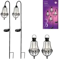 Lumineo LED Solar Lantaarn Set Metaal 4 -delig Zwart zwart Metaal Grondspie