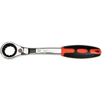 YATO Gewinkelter Ratschen-Ringschlüssel 24 mm, CRV, 42–48 HRC, 72 Zähne