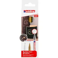 Edding 780/3S metallic lakmarker set - assorti 3 stuks: wit, goud, zilver - 0,8mm
