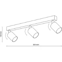TK Lighting Plafondspot Top, verstelbaar, bruin, 3-lamps lineair dimbaar, bruin / roest, Woon-/ Eetkamer, metaal, Modern, buitenspot