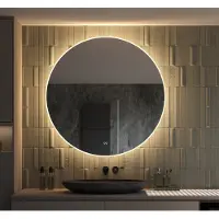 Schaere - Ronde Badkamerspiegel - LED Verlichting - Spiegel Verwarming - Touch Sensor - Dimfunctie - 120x120 cm