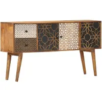 vidaXL Dressoir met geprint patroon 130x30x70 cm massief mangohout