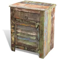 vidaXL Bijzettafel met 1 lade en 1 deurtje gerecycled hout