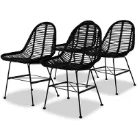 vidaXL Eetkamerstoelen natuurlijk rattan zwart 4 st online kopen