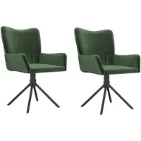 vidaXL Eetkamerstoelen draaibaar 2 st fluweel donkergroen