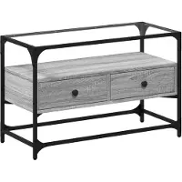vidaXL Tv-meubel met glazen blad 80x35x51 cm bewerkt hout grijs sonoma