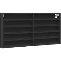 vidaXL Vitrinekast 100x8,5x50 cm bewerkt hout zwart